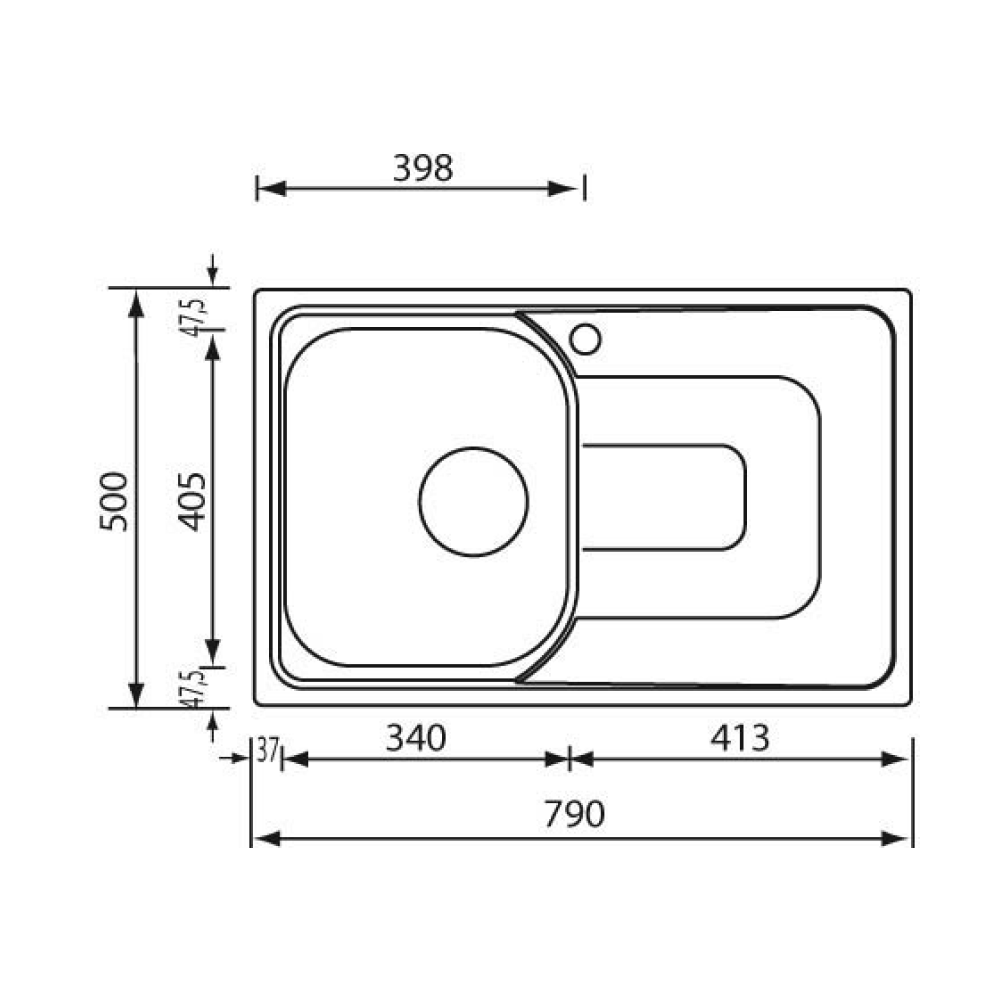 Sudoper CM PIZZICA 79×50 1V D