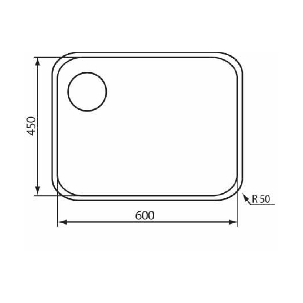 Sudoper CM CINZIA 60×45 D podpultni