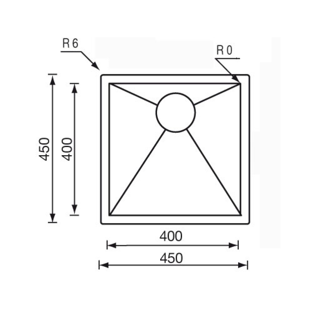 Sudoper CM FILO QUADRA 45×45×19 filotop