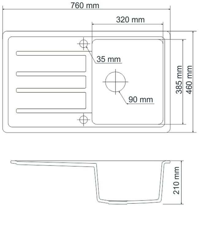 Sink Solution Natura 40 PLUS + automatski ispust