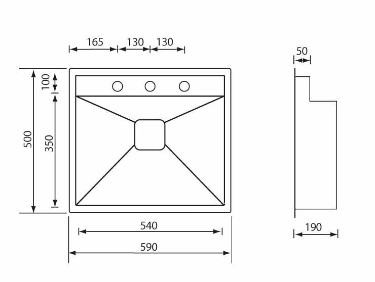 Sudoper CM ARIEL 59×50×19 1V