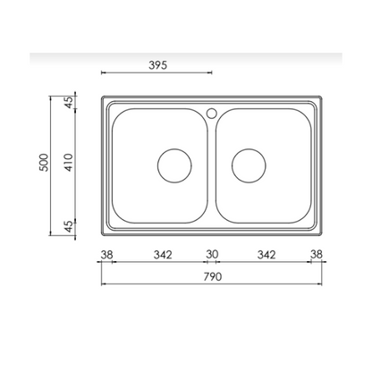 Sudoper CM LEVANTE 79×50 2V
