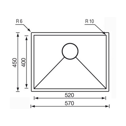 Sudoper CM FILO RAGGIATO 57×45×19 podpultni