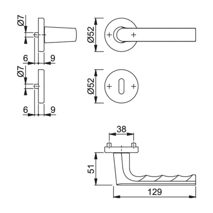 HOPPE GAR.HAMBURG 1700/42KV/42KVS F9714M (37-42mm)