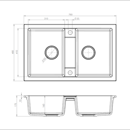 Sudoper LIBRA 78x48 2V