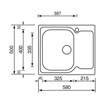 Sudoper CM MATICO 58×50 1V Desni