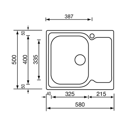 Sudoper CM MATICO 58×50 1V Lijevi