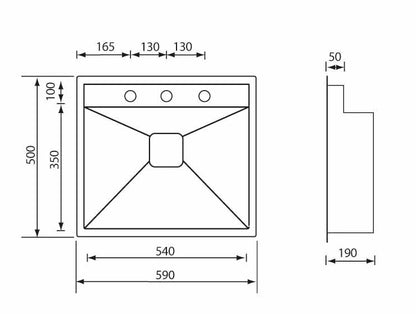 Sudoper CM ARIEL 59×50×19 1V
